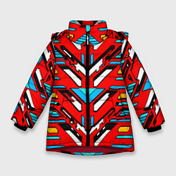 Зимняя куртка для девочки Красно-синяя техно броня