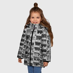 Куртка зимняя для девочки Панелька в черно-белых тонах, цвет: 3D-красный — фото 2