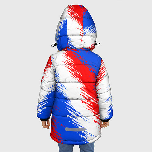 Зимняя куртка для девочки Триколор штрихи красок / 3D-Красный – фото 4