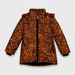 Зимняя куртка для девочки Медный коричневый текстура