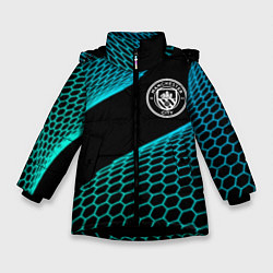 Куртка зимняя для девочки Manchester City football net, цвет: 3D-черный