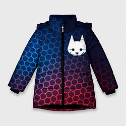 Куртка зимняя для девочки Stray неоновые соты, цвет: 3D-черный