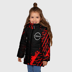 Куртка зимняя для девочки Nissan red sport tires, цвет: 3D-черный — фото 2