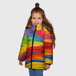Куртка зимняя для девочки Рисунок масляной пастелью, цвет: 3D-черный — фото 2
