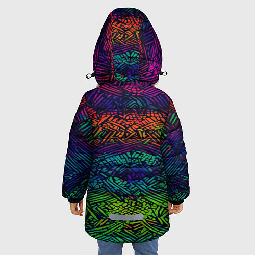 Зимняя куртка для девочки Мистический неоновый паттерн / 3D-Красный – фото 4