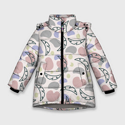 Куртка зимняя для девочки Пятна и листья, цвет: 3D-светло-серый