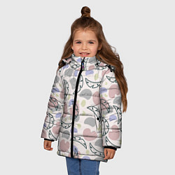 Куртка зимняя для девочки Пятна и листья, цвет: 3D-светло-серый — фото 2