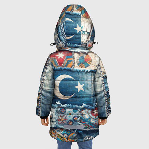 Зимняя куртка для девочки Пэчворк из Турции / 3D-Красный – фото 4