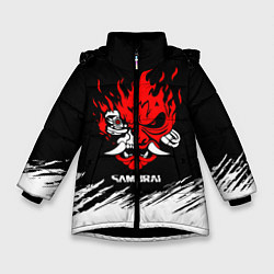 Куртка зимняя для девочки Логотип самурая из киберпанка 2077, цвет: 3D-черный