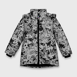 Куртка зимняя для девочки Чёрно-серый абстракция пятна, цвет: 3D-черный