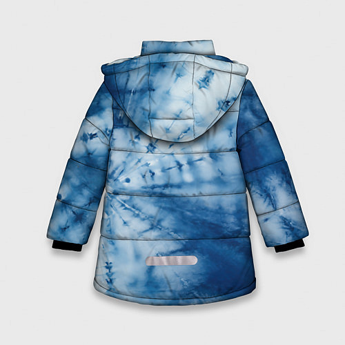 Зимняя куртка для девочки Синяя абстракция паутина / 3D-Светло-серый – фото 2