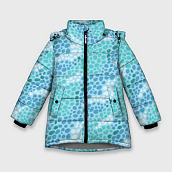 Зимняя куртка для девочки Океанские волны из синих и бирюзовых камней