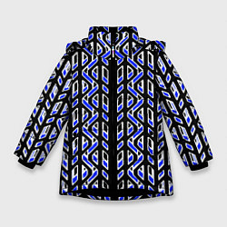 Зимняя куртка для девочки Чёрно-синий паттерн конструкция