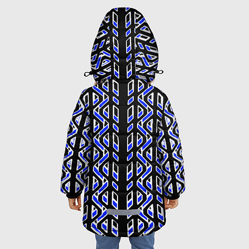 Зимняя куртка для девочки Чёрно-синий паттерн конструкция / 3D-Красный – фото 4