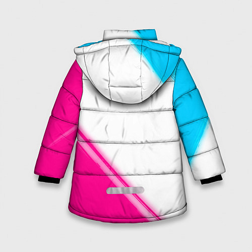 Зимняя куртка для девочки Juventus neon gradient style вертикально / 3D-Черный – фото 2