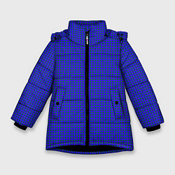 Куртка зимняя для девочки Паттерн зеленые круги на синем, цвет: 3D-черный