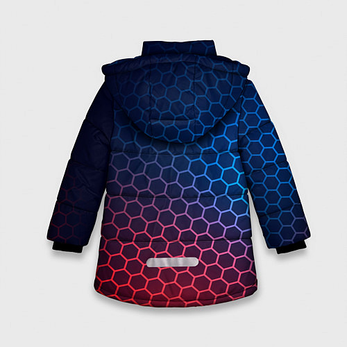 Зимняя куртка для девочки Minecraft неоновые соты / 3D-Черный – фото 2