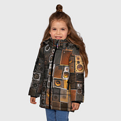 Куртка зимняя для девочки Винтажные колонки, цвет: 3D-черный — фото 2
