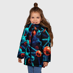 Куртка зимняя для девочки Молекулы под микроскопом, цвет: 3D-черный — фото 2