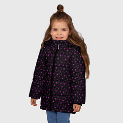 Куртка зимняя для девочки Чёрный с сиреневыми звёздочками, цвет: 3D-черный — фото 2
