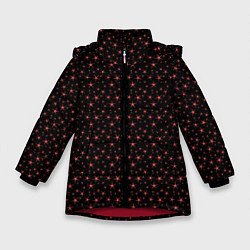 Куртка зимняя для девочки Чёрный с розовыми звёздочками, цвет: 3D-красный