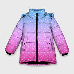 Зимняя куртка для девочки Звёздный градиент голубой и розовый