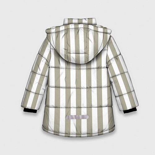 Зимняя куртка для девочки Бежевый в широкую полоску / 3D-Черный – фото 2