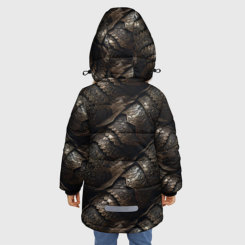 Зимняя куртка для девочки Классическая старая броня текстура / 3D-Красный – фото 4