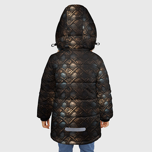 Зимняя куртка для девочки Классическая старая броня текстура / 3D-Красный – фото 4