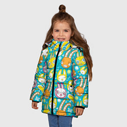 Куртка зимняя для девочки Разноцветные зайцы, цвет: 3D-черный — фото 2