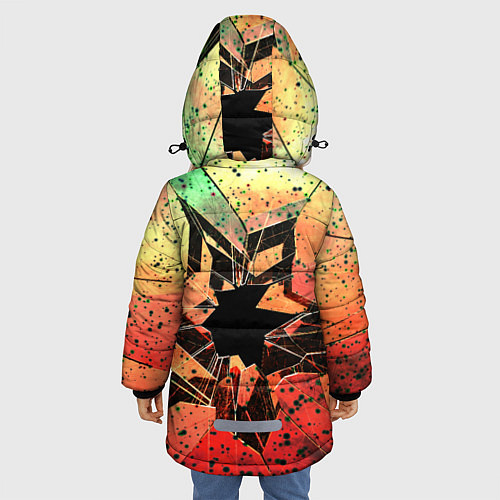 Зимняя куртка для девочки Кислотное разбитое стекло / 3D-Красный – фото 4