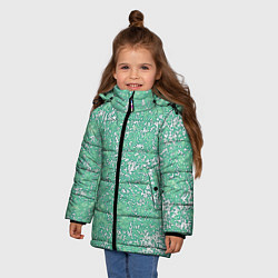 Куртка зимняя для девочки Текстура изумрудный, цвет: 3D-светло-серый — фото 2