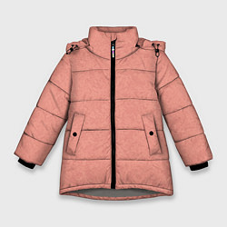 Зимняя куртка для девочки Однотонный персиковый текстура