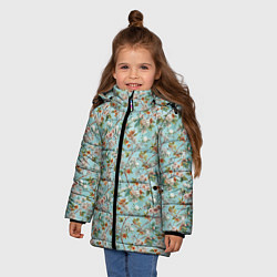 Куртка зимняя для девочки Паттерн цветочный из сирени, цвет: 3D-красный — фото 2