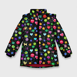 Куртка зимняя для девочки В смайликах, цвет: 3D-красный