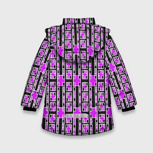Зимняя куртка для девочки Розовые и чёрные кирпичики на чёрном фоне / 3D-Черный – фото 2