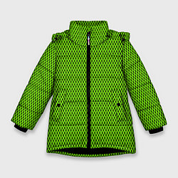 Зимняя куртка для девочки Кислотный зелёный имитация сетки