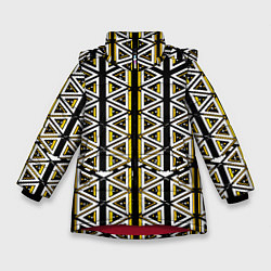 Зимняя куртка для девочки Жёлто-белые треугольники на чёрном фоне