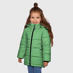 Куртка зимняя для девочки Светлый зелёный в маленький белый горошек, цвет: 3D-черный — фото 2