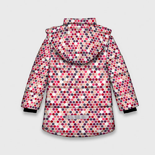 Зимняя куртка для девочки Паттерн соты розовый / 3D-Черный – фото 2