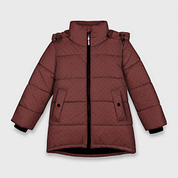 Куртка зимняя для девочки Тёмный красный паттерн однотонный, цвет: 3D-черный