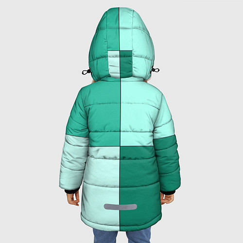 Зимняя куртка для девочки Геометричный зелёный и мятный / 3D-Светло-серый – фото 4