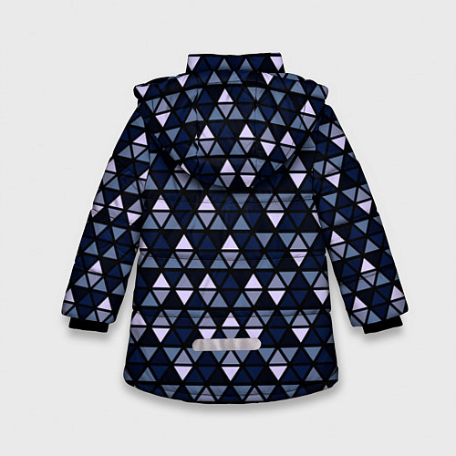 Зимняя куртка для девочки Чёрно-синий паттерн треугольники / 3D-Черный – фото 2