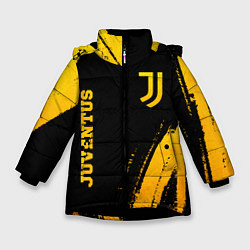 Куртка зимняя для девочки Juventus - gold gradient вертикально, цвет: 3D-черный