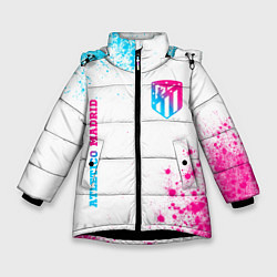 Зимняя куртка для девочки Atletico Madrid neon gradient style вертикально