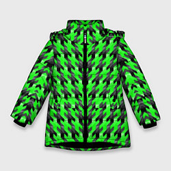 Зимняя куртка для девочки Чёрно-зелёный паттерн
