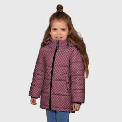 Куртка зимняя для девочки Приглушённый тёмно-розовый паттерн квадратики, цвет: 3D-светло-серый — фото 2