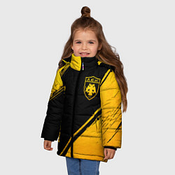 Куртка зимняя для девочки AEK Athens - gold gradient вертикально, цвет: 3D-черный — фото 2
