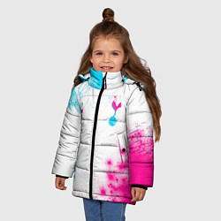 Куртка зимняя для девочки Tottenham neon gradient style вертикально, цвет: 3D-черный — фото 2