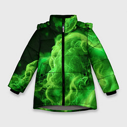 Куртка зимняя для девочки Зелёный густой дым - inferno green, цвет: 3D-светло-серый